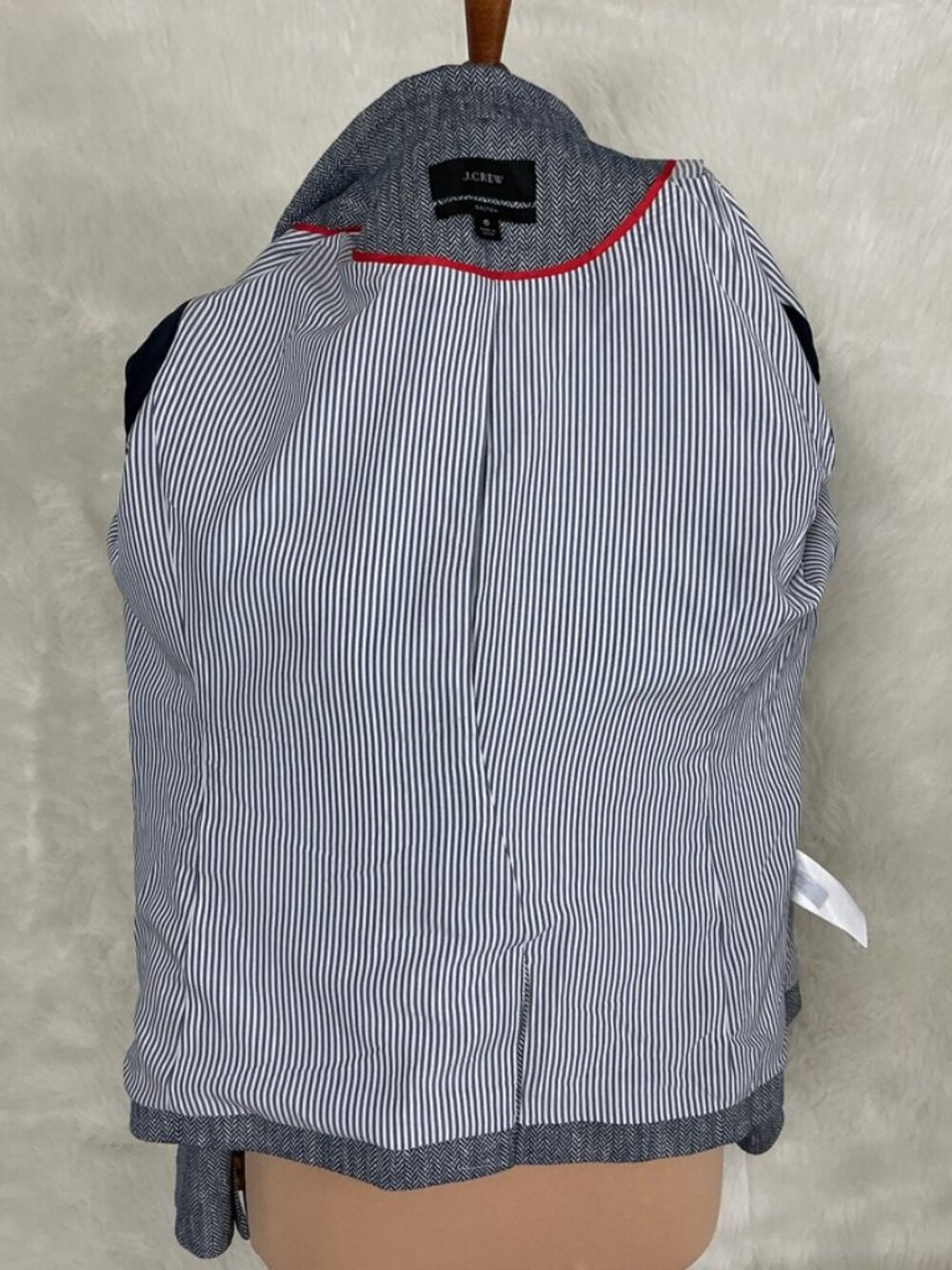 J. Crew Dalton Blue & White Herringbone Italian Cotton Linen Blazer NWOT 6 - Picture 7 of 11
